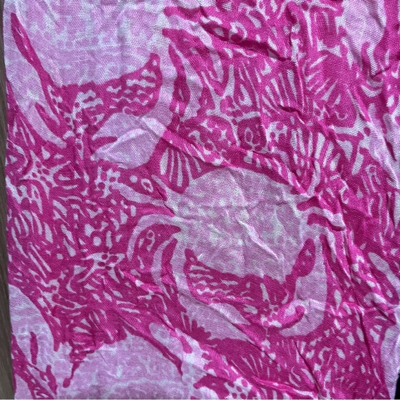 Lilly Pulitzer Pink Crab Print Blue Tassel Riley Infinity Loop Scarf - Picture 8 of 8